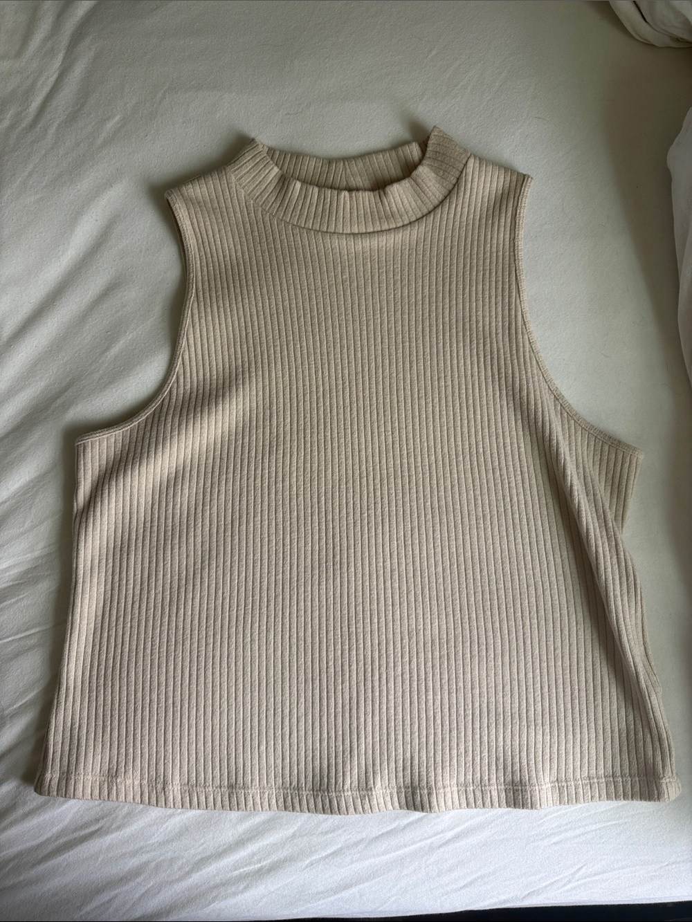 Old Navy Sleeveless Ribbed Mock Neck Tank Top - Cream